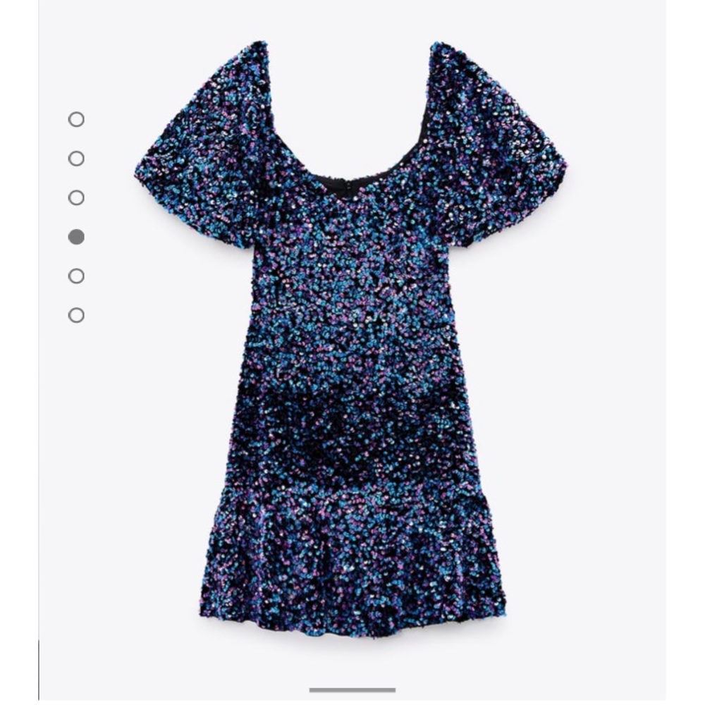 Zara sequin multicolor v neck blue dress. GREAT condition.